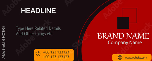 red color social media banner and web banner design template, social media cover image banner design