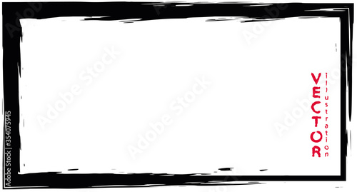 Black frame of dry brush strokes on a white background