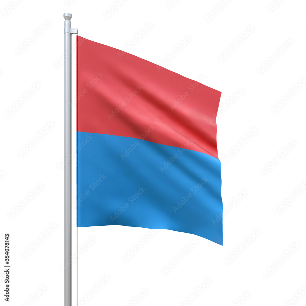 Ticino (cantons of Switzerland) flag waving on white background, close up, isolated. 3D render Ticino (cantons of Switzerland) flag waving on white background, close up, isolated. 3D render