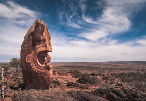 Traditional aporiginal shelter Yarapa in  Broken Hill living desert park.