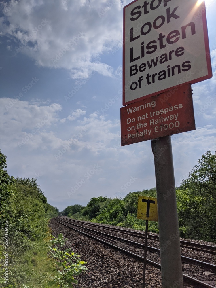 Obraz premium Railway Crossing Warning Sign