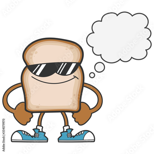 slice of bread cartoon character with sunglasses