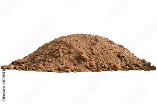 A pile of soil prepare for use in construction. on isolated white background with clipping path.