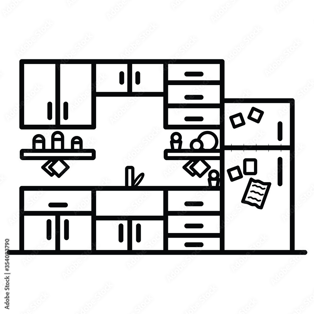 Kitchen vector icon, line style Kitchen vector icon, line style