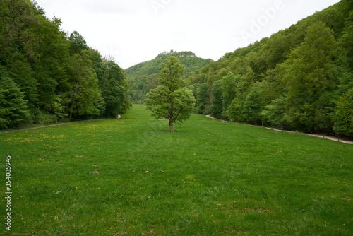 Hiking in beautiful landscape of Bad Urach, Swabian Alb, Baden-Wuerttemberg, Germany, Europe photo