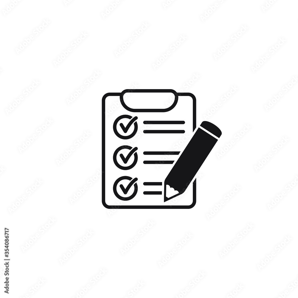 Clipboard pencil vector icon. Black illustration isolated on white background for graphic and web design. Clipboard pencil vector icon. Black illustration isolated on white background for graphic and web design.