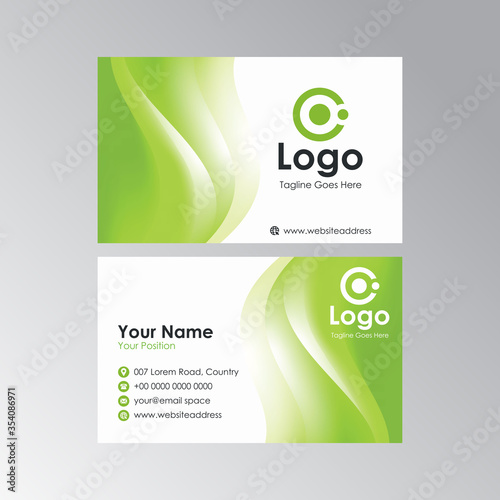 abstract stylish green wave business card design, professional name card template vector