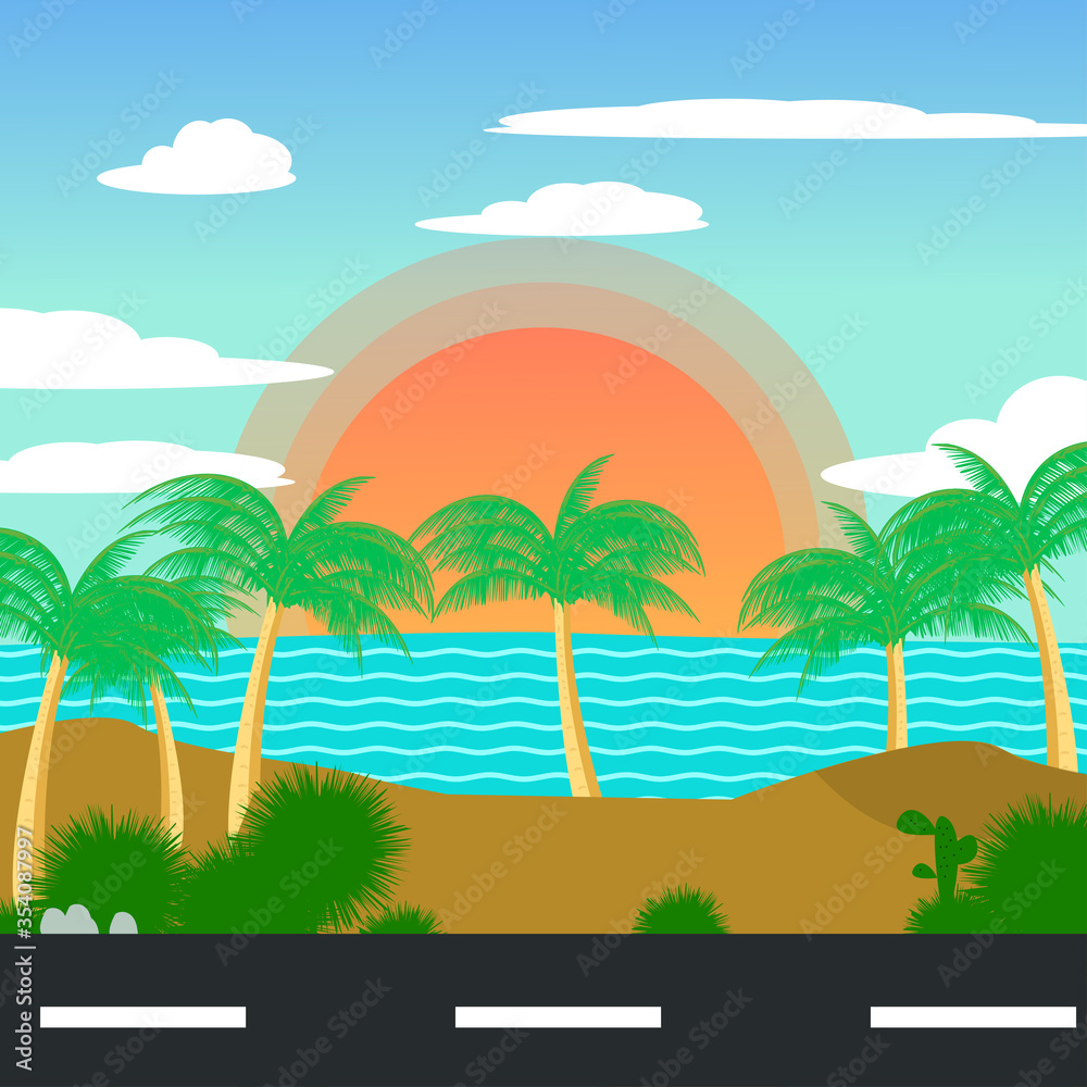 vacation to the beach at a time when summer vector illustration