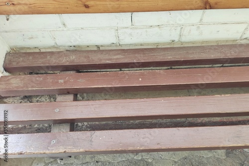 Dirty cutting bench overcast day bench seat