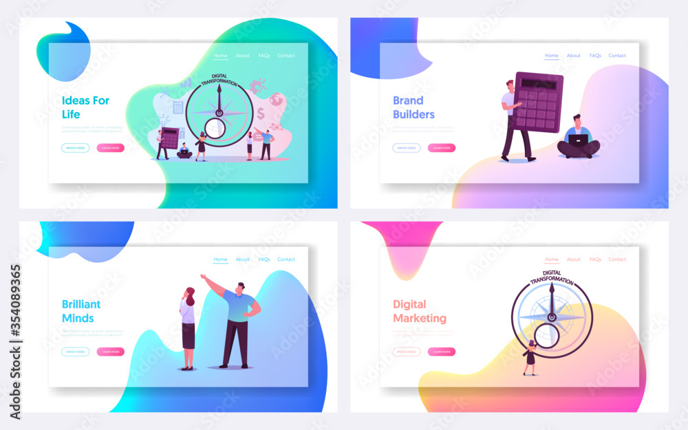 Digitization Landing Page Template Set. Digital Transformation or Disruption, Financial Statistics, Big Data or Performance Measuring. Tiny Characters and Compass. Cartoon People Vector Illustration Digitization Landing Page Template Set. Digital Transformation or Disruption, Financial Statistics, Big Data or Performance Measuring. Tiny Characters and Compass. Cartoon People Vector Illustration