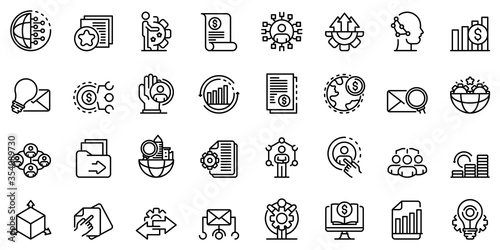 Restructuring icons set. Outline set of restructuring vector icons for web design isolated on white background photo