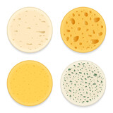 Set of vector different types of cheese realistic round patterns or textures