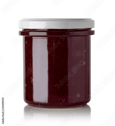 Jars of jam isolated on white background