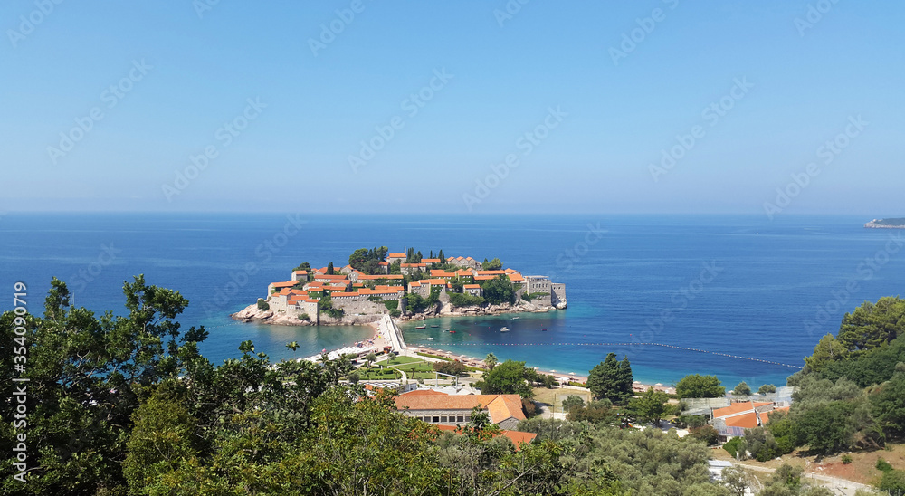 Sveti Stefan island resort - Adriatic sea near Montenegro coast