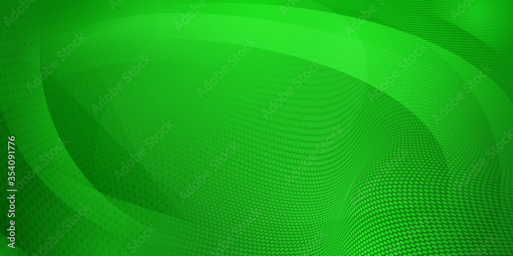 Naklejka premium Abstract background made of halftone dots and curved lines in green colors
