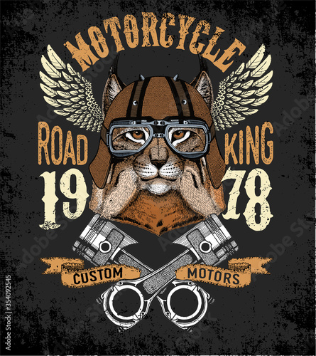 Motorcycle vector typography. Cool animal for t-shirt graphics, vectors.