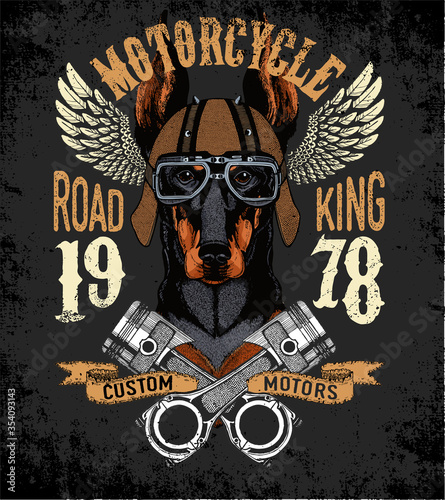 Motorcycle vector typography. Cool animal for t-shirt graphics, vectors.