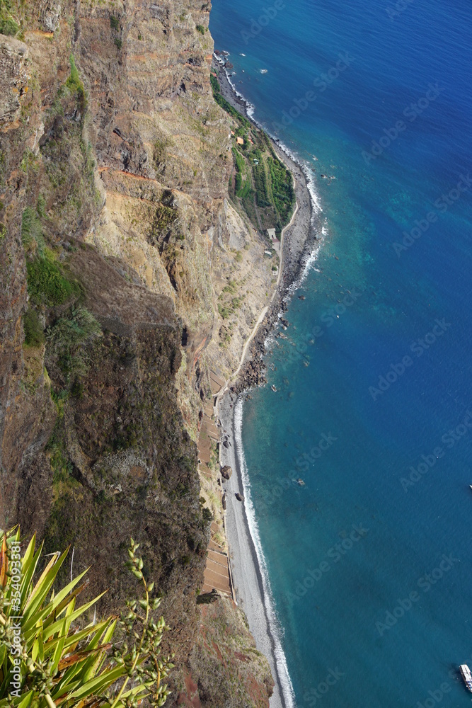 View from Cabo Girao cliff, Camara de Lobos, Madeira. October 2019