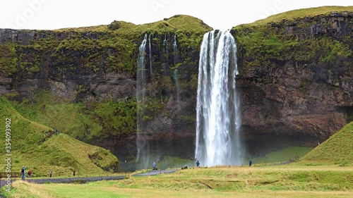 The most famoust Icelandic waterfall - Seljalandsfoss. photo