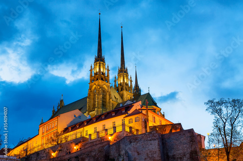 Photos Cathedral of St Peter and Paul in Brno, Moravia, Czech Republic during sunset twilight