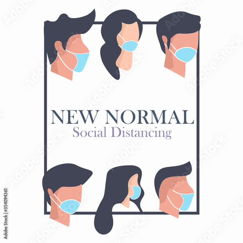 new normal concept, social distancing, people wearing mask, After Outbreak . After the Coronavirus or Covid-19 causing the way of life of humans to change to new normal