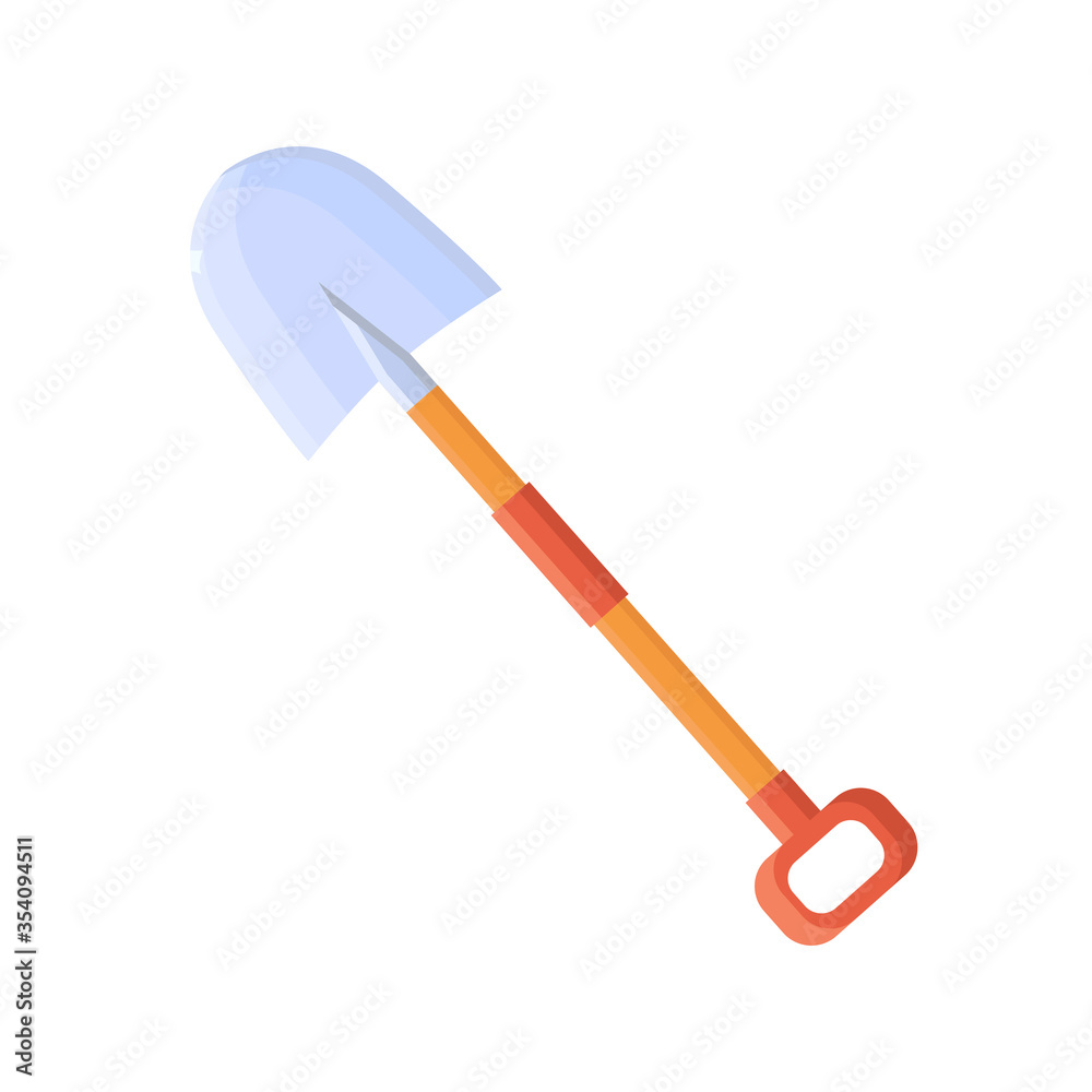 Vector illustration with a shovel in a flat style. Icon of a shovel for excavation, gardening or construction isolated on white Vector illustration with a shovel in a flat style. Icon of a shovel for excavation, gardening or construction isolated on white