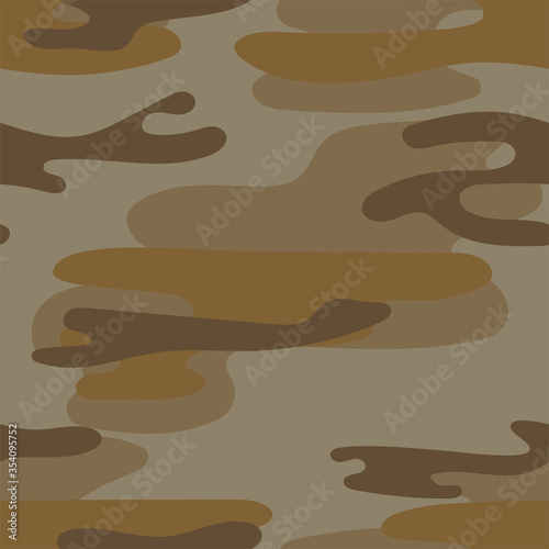 Military camouflage seamless pattern. Khaki texture. Trendy background. Abstract color vector illustration. For design wallpaper, fabric, wrapping paper.