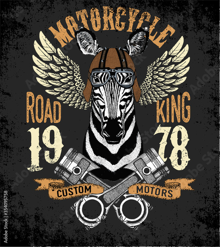Motorcycle vector typography. Cool animal for t-shirt graphics, vectors.
