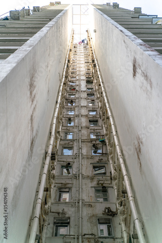 The urban view of apartment building in Hong Kong