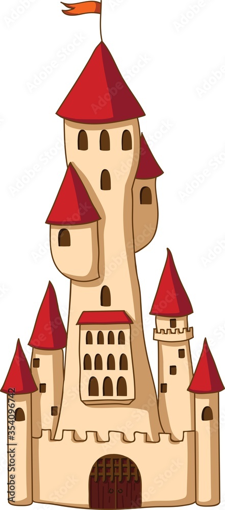Cartoon vector illustration of the castle isolated on the white background