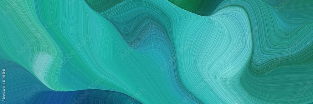 beautiful and smooth dynamic elegant graphic. smooth swirl waves background design with light sea green, teal green and sky blue color