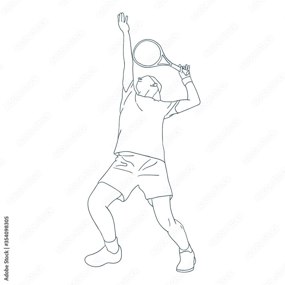man playing tennis outline sport vector illustration