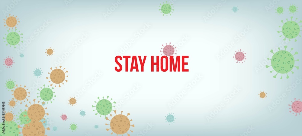 Stay Home Quarantine Banner. Virus Protection Flat Corona Web Page. 