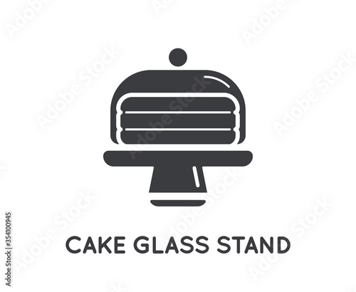 Cake in Glass Holder Serving Stand Vector Glyph Element or Icon.