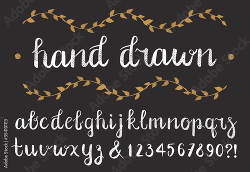 Vector Hand Drawn Script Alphabet. Letters Written with a Brush Pen with Ink