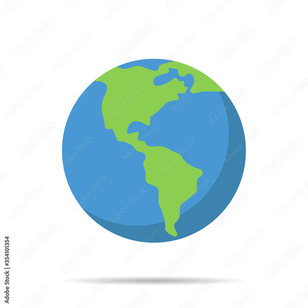 Planet Earth colorful vector icon. Flat World Icon for Graphic Design Projects, web and mobile, infographics. Earth isolated on white background.