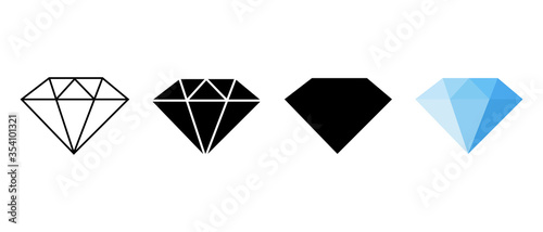 Set Diamond icon vector isolated on white background. Modern flat design.