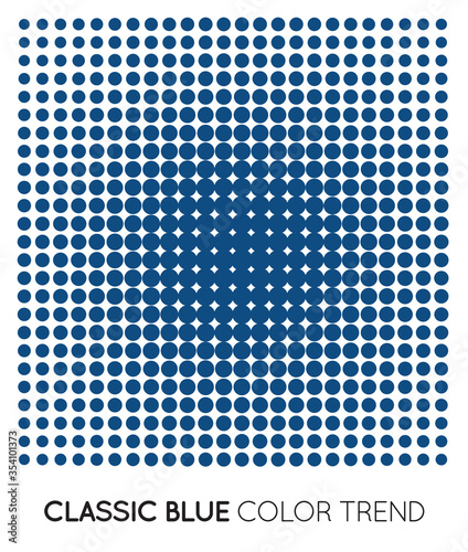 Classic Blue Trendy Color Circle in Halftone, Halftone Dot Pattern, Vector Illustration.