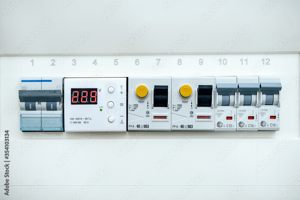 A range of different modular electrical devices in the appartment A range of different modular electrical devices in the appartment