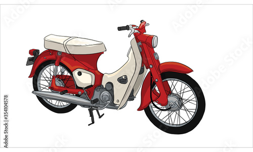 Motocycle and vehicle, vintage scooter, vector