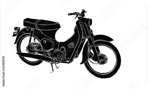 Motocycle and vehicle, vintage scooter, vector