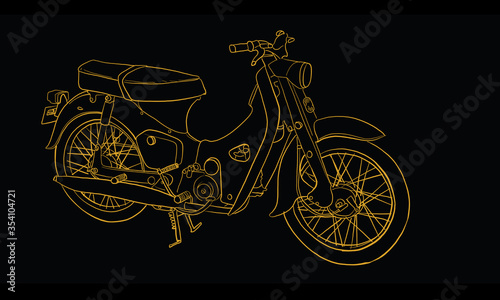 Motocycle and vehicle, vintage scooter, vector