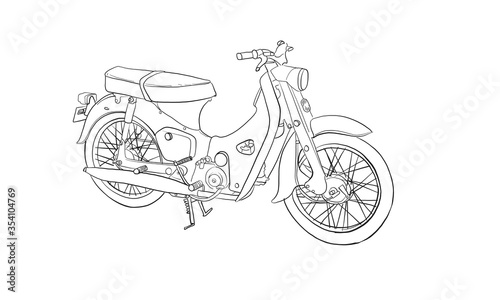 Motocycle and vehicle, vintage scooter, vector