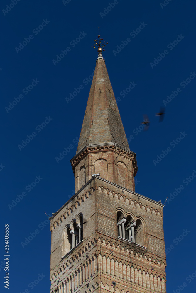 The bell tower of the Cathedral of San Marco Evangelist in Pordenone