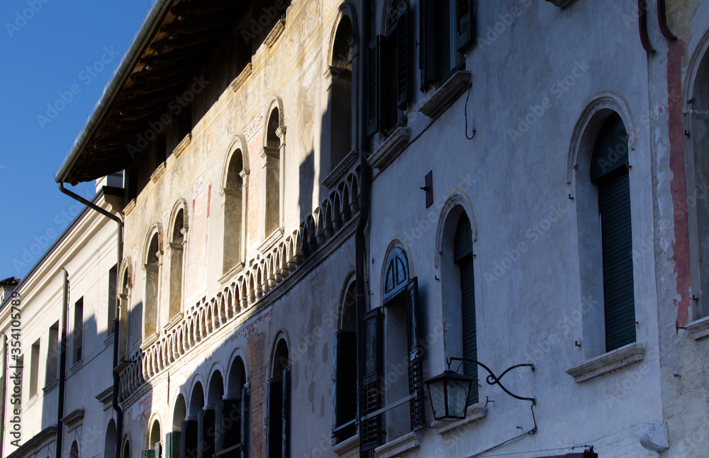 Italy, The splendid buildings of Corso Vittorio in Pordenone