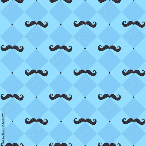 seamless pattern mustache pattern on blue background for father's day.