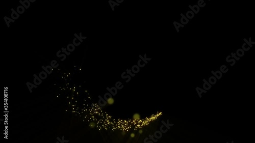 Long Shot Shine Golden glitter circle ring with luxury sparkling light. 
Loop Bright gold light sparks fantasy magic  with bokeh effect on black screen.