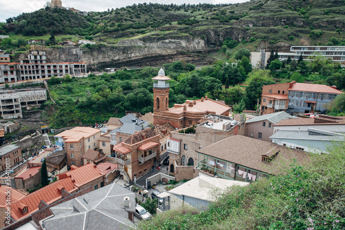 Panoramic view of the city of Tbilisi from the Narikala fortress, the old city and modern architecture. Tbilisi is the capital of Georgia