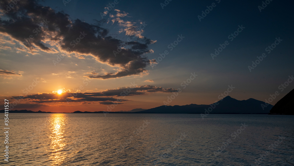 猪苗代湖　夕焼け