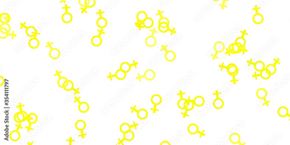 Light Yellow vector template with businesswoman signs.